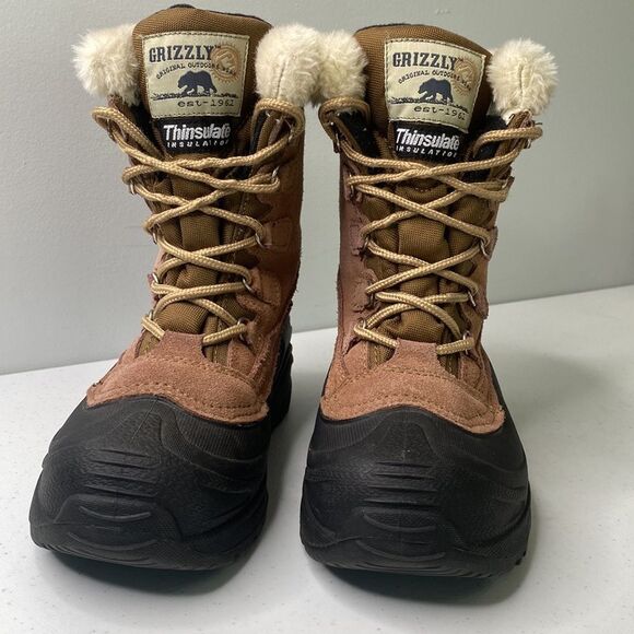 Grizzly Aspen Thinsulate Suede Lace-Up Winter Snow Boot Faux Fur Stock #657080 - Picture 5 of 16
